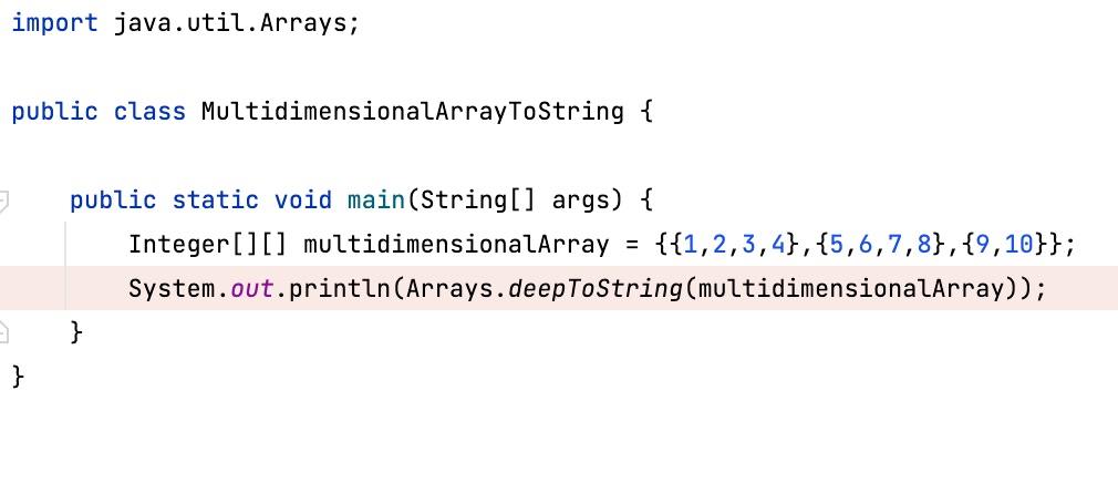 Java Multidimensional Array toString